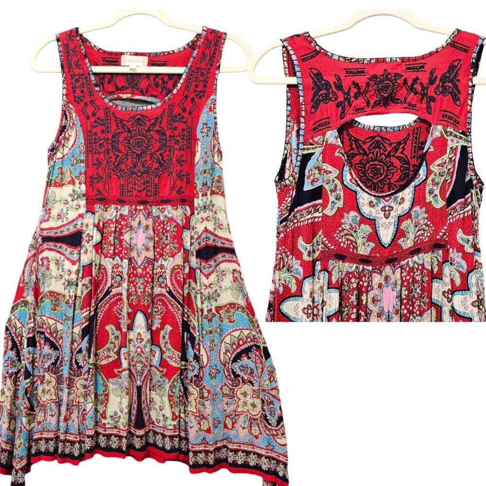 Altar'd State Red and Blue Mini Dress